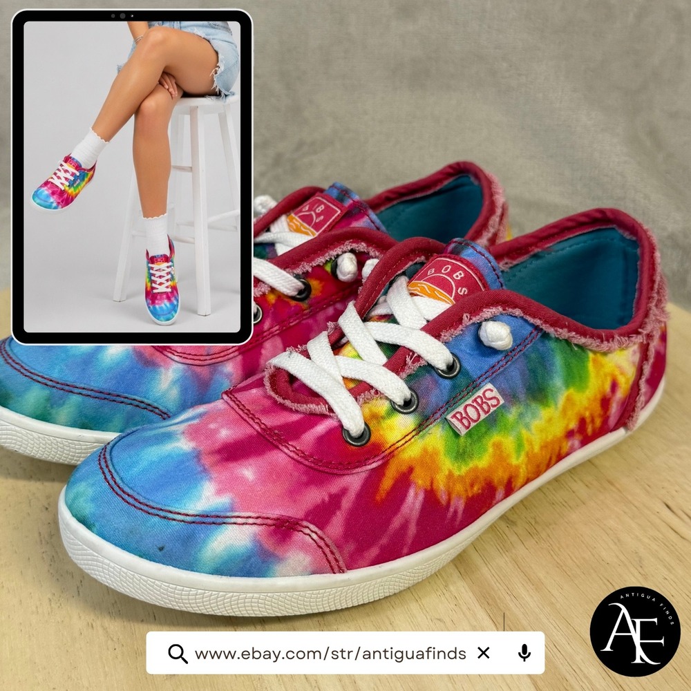 BOBS‎ from Skechers Beach Bingo Tie Dye Sneakers Multi Color 113146 Womens 6.5
